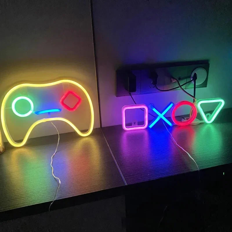 Individuelles Neon-Schild mit Gaming-Symbol, LED-Wandleuchte für stimmungsvolle Beleuchtung, PlayStation-Lampe, farbenfrohe Raumbeleuchtung, Wanddekoration für Zimmer, KTV, Bars und Clubs.