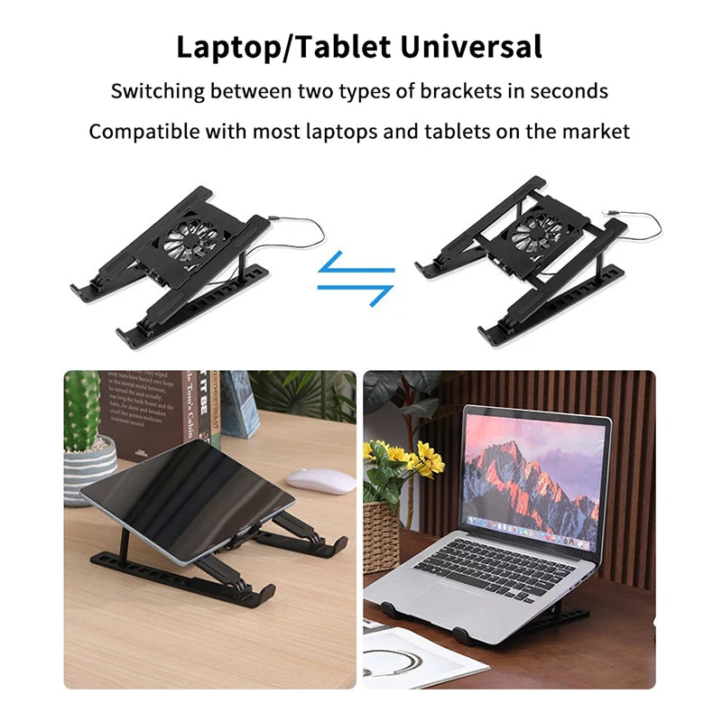 Zusammenklappbarer Laptop-Kühlständer mit 1 Lüfter, tragbares Notebook-Kühlpad mit verstellbarem Ständer zur Erhöhung des Laptops.