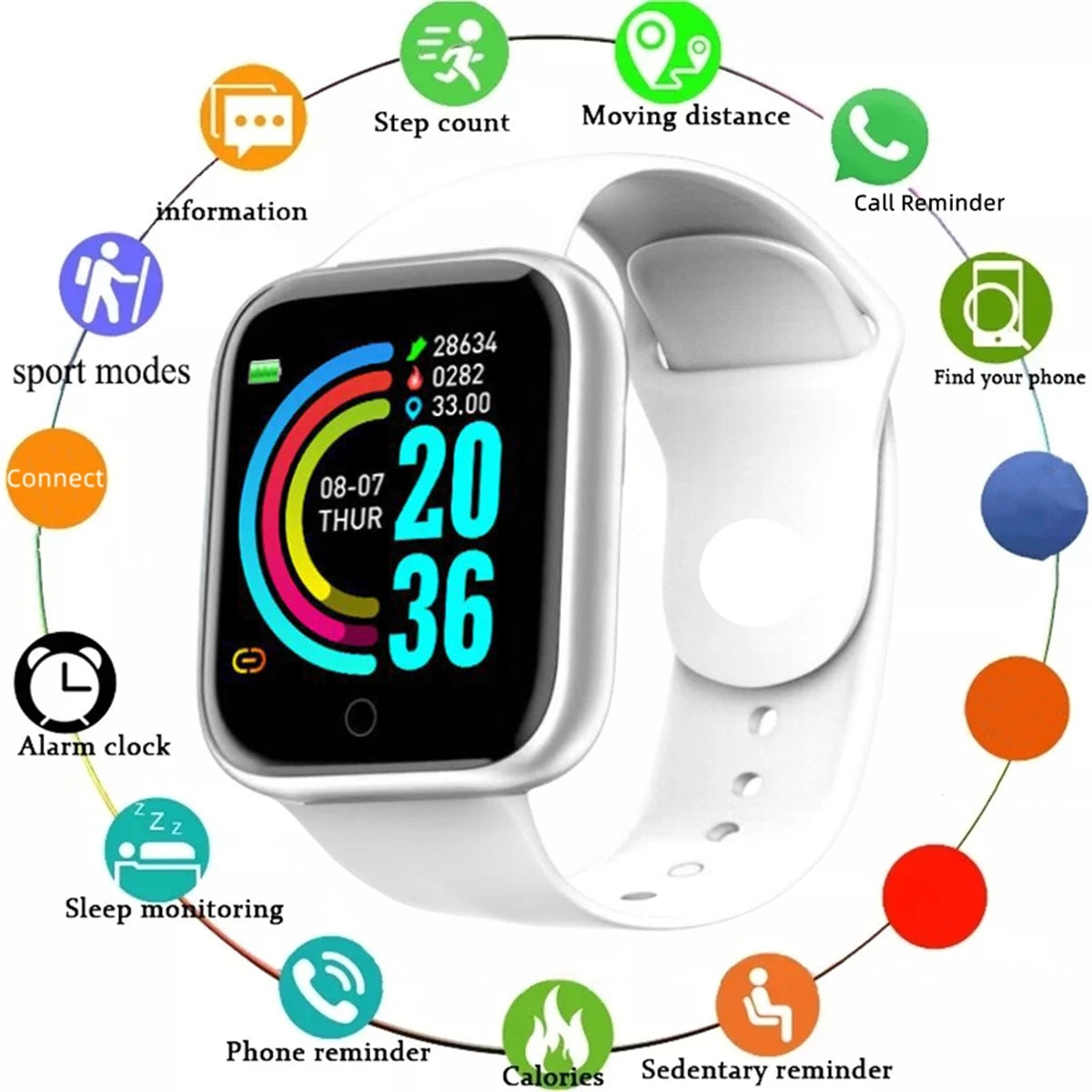 **Smartwatch für Damen und Herren – Intelligente Armbanduhr mit Nachrichtenfunktion und Fitness-Tracker, kompatibel mit Android und iOS, ideales Geburtstagsgeschenk**