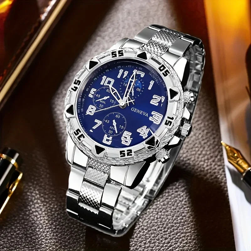 **4-teiliges Herren-Uhren-Set mit Accessoires – Präzise, langlebig und stilvoll für jeden Anlass**