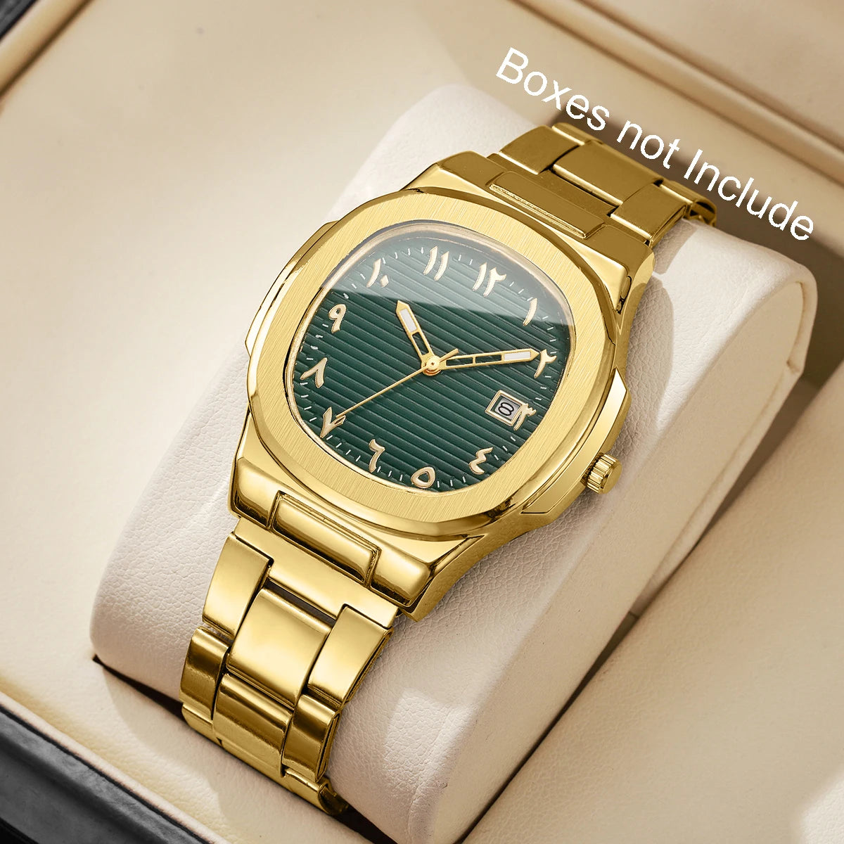 **Luxuriöse Herren-Businessuhr – Elegante Quarzuhr mit quadratischem Zifferblatt, Edelstahlarmband und Datumsanzeige (ohne Geschenkbox)**