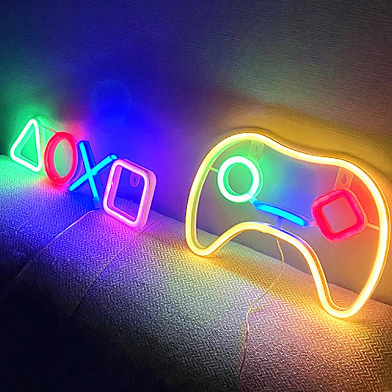 Individuelles Neon-Schild mit Gaming-Symbol, LED-Wandleuchte für stimmungsvolle Beleuchtung, PlayStation-Lampe, farbenfrohe Raumbeleuchtung, Wanddekoration für Zimmer, KTV, Bars und Clubs.