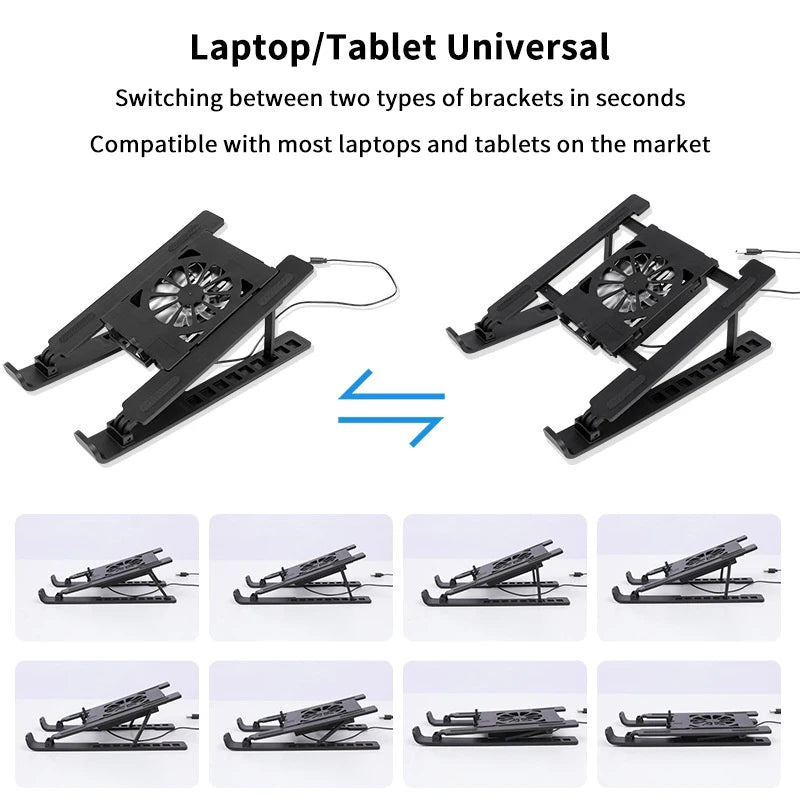 Zusammenklappbarer Laptop-Kühlständer mit 1 Lüfter, tragbares Notebook-Kühlpad mit verstellbarem Ständer zur Erhöhung des Laptops.