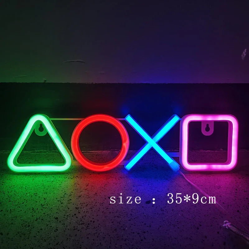 Individuelles Neon-Schild mit Gaming-Symbol, LED-Wandleuchte für stimmungsvolle Beleuchtung, PlayStation-Lampe, farbenfrohe Raumbeleuchtung, Wanddekoration für Zimmer, KTV, Bars und Clubs.