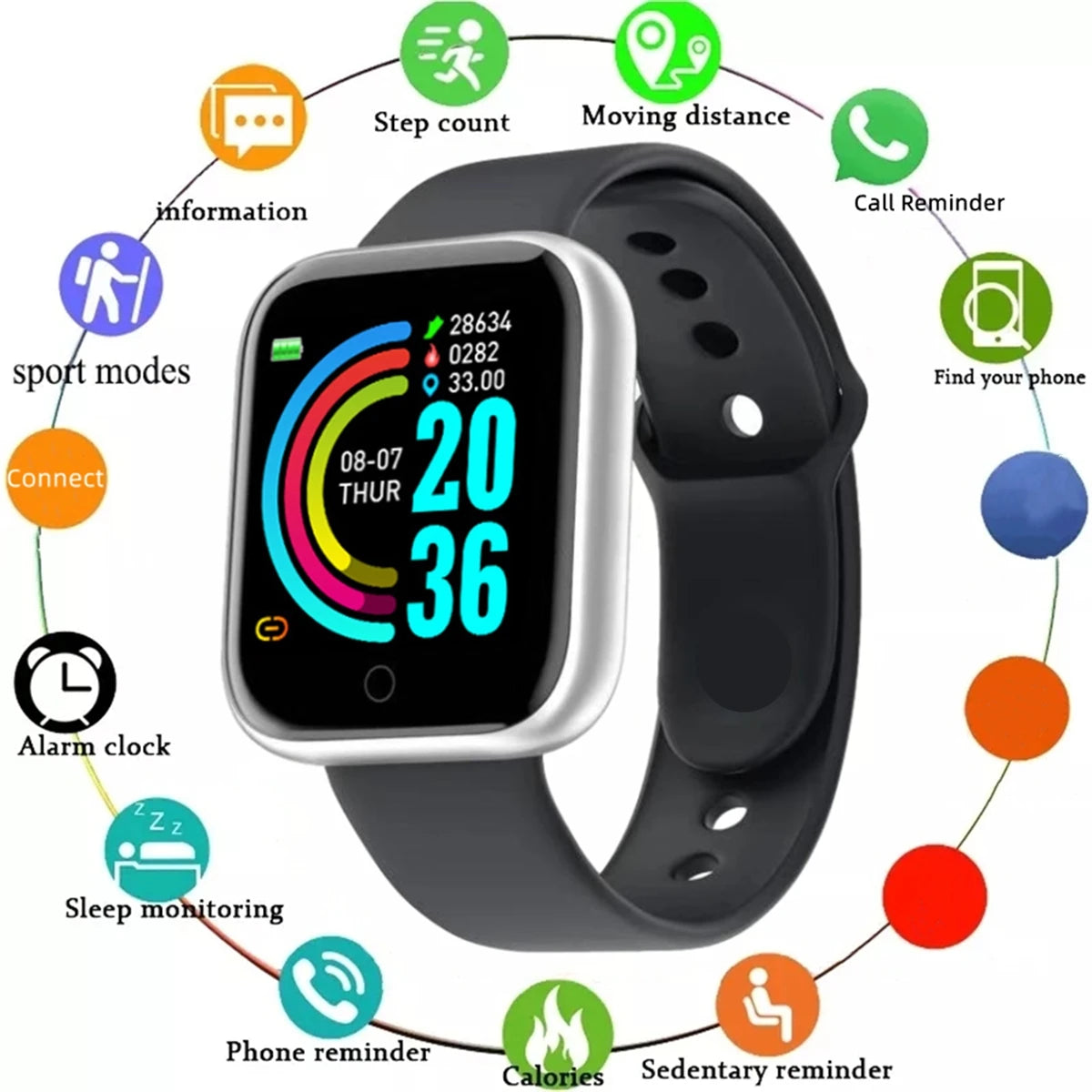 **Smartwatch für Damen und Herren – Intelligente Armbanduhr mit Nachrichtenfunktion und Fitness-Tracker, kompatibel mit Android und iOS, ideales Geburtstagsgeschenk**